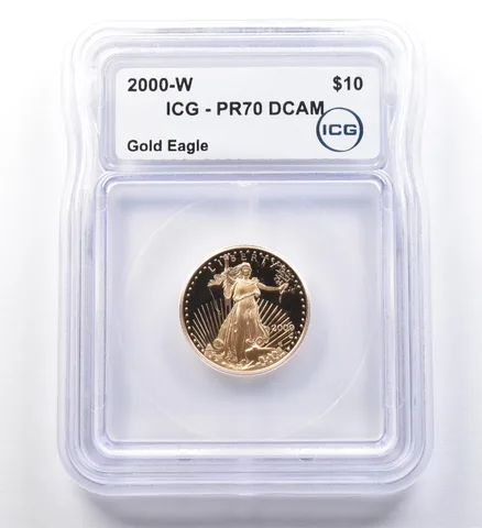 2000-W $10 American Gold Eagle 1/4 Oz Gold PR70 DCAM ICG