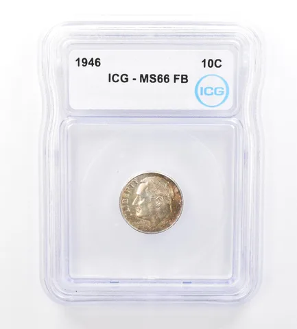 1946 Roosevelt Dime MS66 FB ICG Beautiful Tone *1651