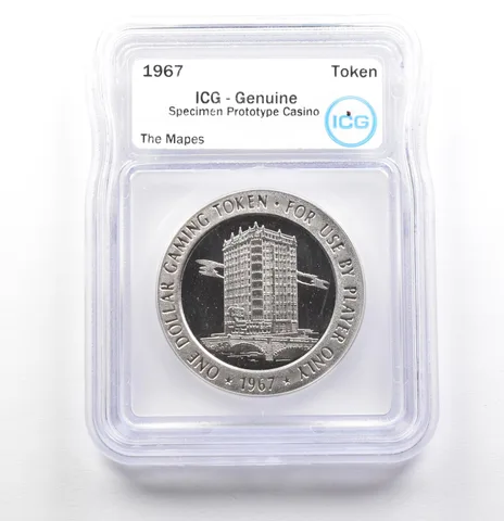 1967 Casino Token The Mapes Dollar Specimen Prototype Genuine ICG a0570