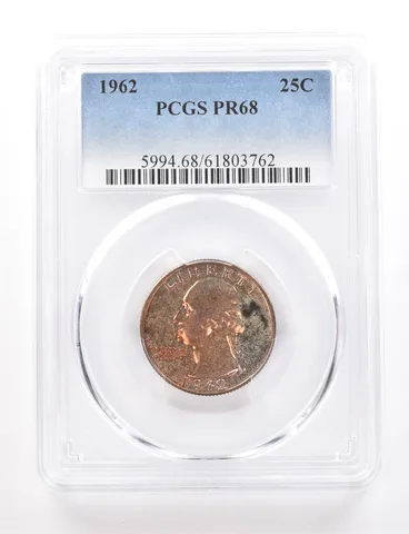 1962 Washington Quarter PR68 PCGS Beautiful Tone *3431