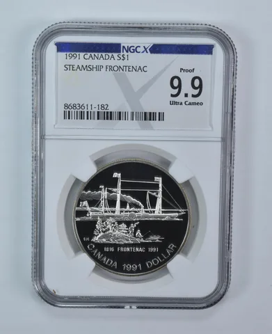 1991 Canada 1 Dollar Silver Steamship Frontenac Proof 9.9 UCAM NGC X NGCX