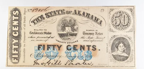 1863 50 Cents Alabama Obsolete Note *8624