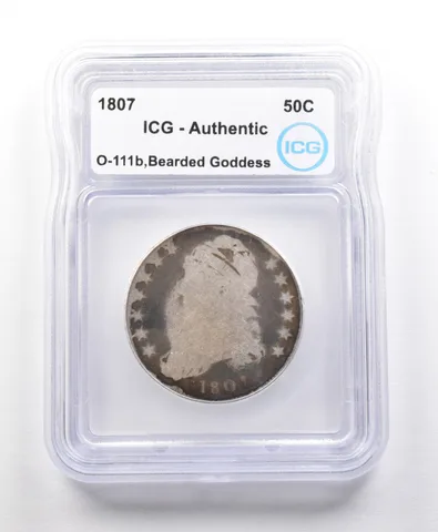 1807 Capped Bust Half Dollar O-111b Bearded Goddess Authentic ICG *5633