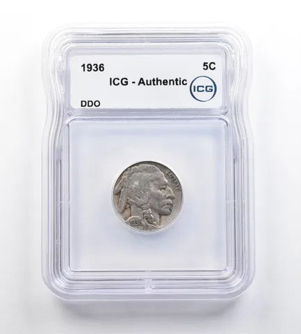 1936 Indian Head Buffalo Nickel DDO Authentic ICG *9191