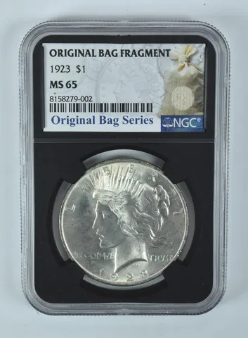 1923 Peace Silver Dollar Original Bag Fragment MS65 NGC