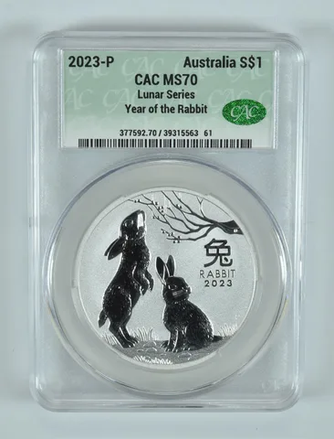 2023 P Australia 1 Dollar Silver Year Of The Rabbit MS70 CAC CACg