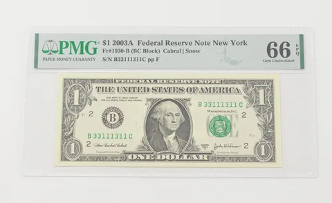 Gem UNC 66 EPQ 2003-A $1 FRN NY - FR#1930-B PMG 311 Note *6594