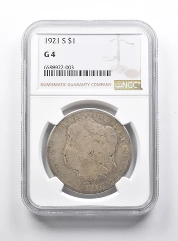 G4 1921-S Morgan Silver Dollar NGC Lowball Pocket Piece *1233