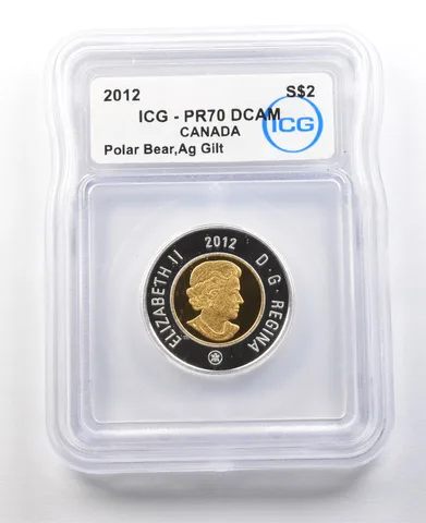 2012 Canada 2 Dollars Silver Gilt Polar Bear PR70 DCAM ICG *8800