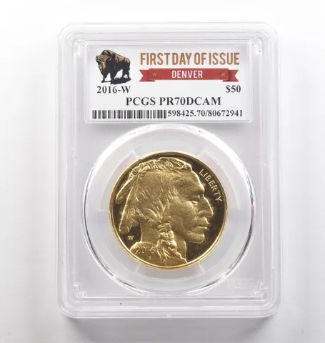 2016-W $50 American Gold Buffalo Denver FDOI 1 Oz PR70 DCAM PCGS *4029