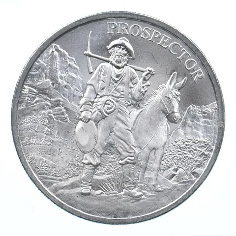 VINTAGE Art Bar/Round American Prospector 1 Oz. .999 Silver One Troy Ounce *808