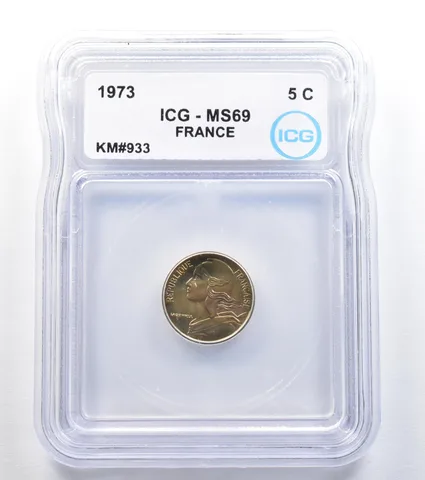 1973 France 5 Centimes KM#933 MS69 ICG a7933