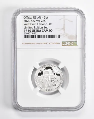 2020-S Weir Farm Hist. Site Quarter Silver Limited Edition PF70 UCAM NGC