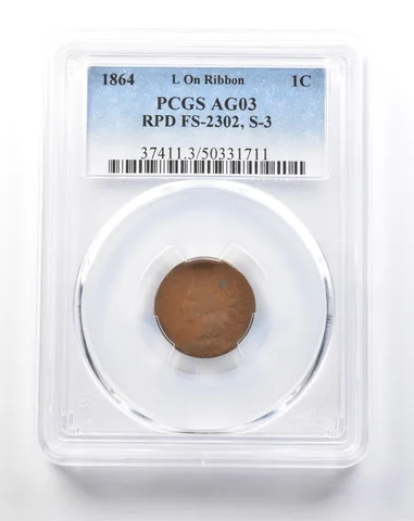 1864 Indian Head Cent L On Ribbon RPD FS-2302 S-# AG03 PCGS a5397