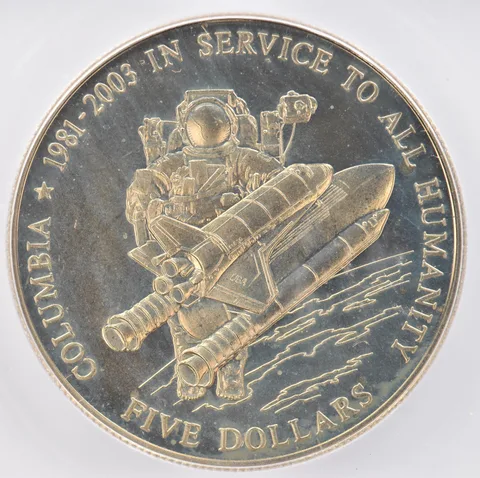 2003 Liberia 5 Dollars Columbia PR70 DCAM ICG Beautiful Tone *0848