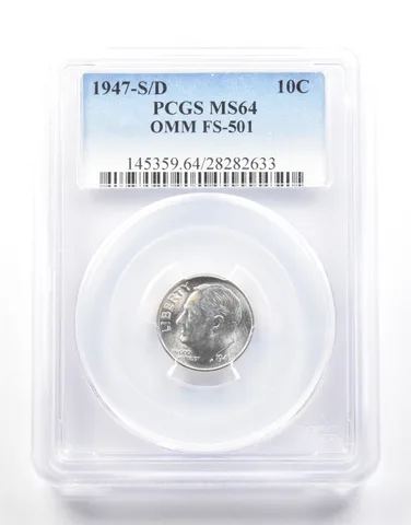 1947-S/D Roosevelt Dime OMM FS-501 MS64 PCGS *2143