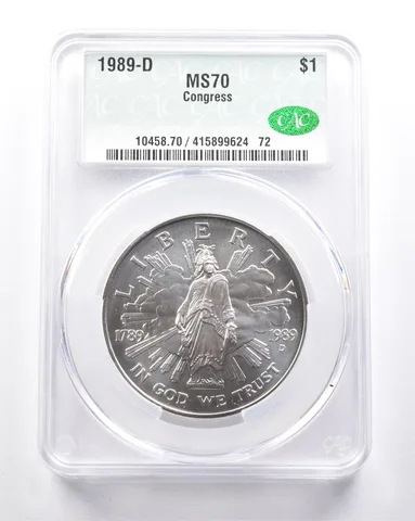 MS70 1989-D Congress Bicentennial Commemorative Dollar CAC CACG *6292
