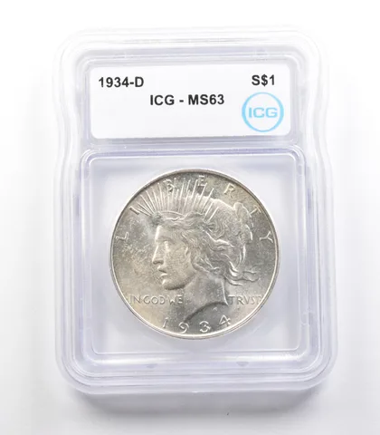 1934-D Peace Silver Dollar MS63 ICG *2411