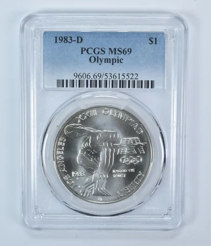 1983-D Olympic Discus Commemorative Silver Dollar MS69 PCGS