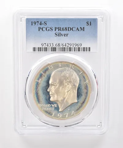 1974-S Eisenhower $1 Silver PR68 DCAM PCGS Beautiful Tone *1948