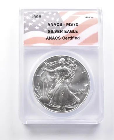 1999 American Silver Eagle MS70 ANACS *6836