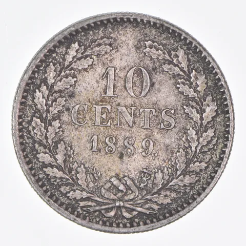 Better Date - 1889 Netherlands 10 Cents World Coin- Silver *272