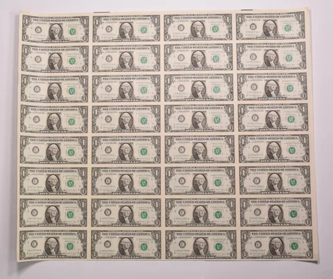 Lot (32) 1988 A $1 Philadelphia PA FRN Green Seal Uncut Sheet *8160