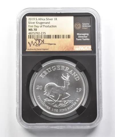 2019 South Africa Krugerrand Silver Tumi Tsehlo FD Production MS70 NGC a1126