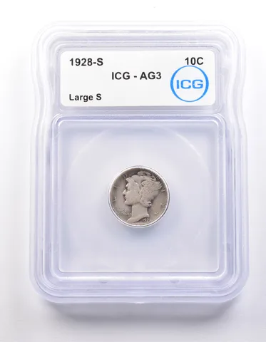 1928-S Mercury Dime Large S AG3 ICG a9877