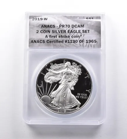 PR70 DCAM 2019-W American Silver Eagle 2 Coin Silver Eagle Set FS ANACS *3003