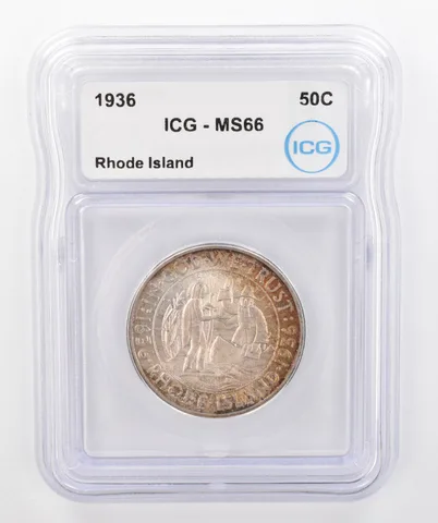 1936 Rhode Island Commemorative Half Dollar MS66 ICG Beautiful Tone *0265