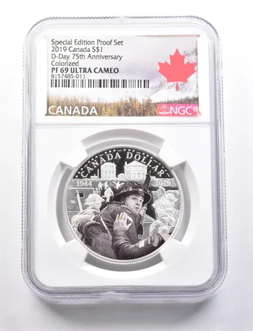 2019 Canada Silver $1 D-Day 75th Anniv Special Edition Proof PF69 UCAM NGC a7683