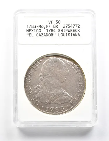 1783 Mo Mexico 8 Reales El Cazador Shipwreck VF30 ANACS a1226