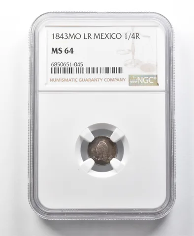 1843 MO LR Mexico 1/4 Real MS64 NGC *8668