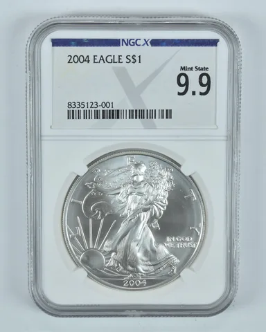 2004 American Silver Eagle Mint State 9.9 NGC X NGCX