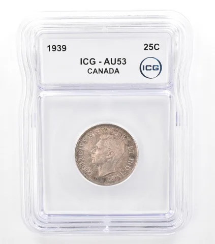 1939 Canada 25 Cents AU53 ICG Beautiful Tone *5762