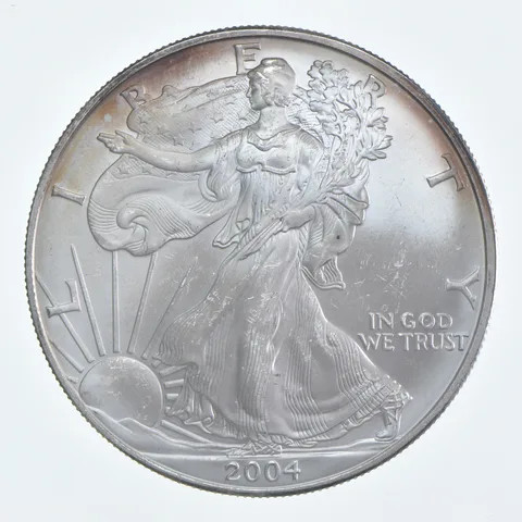 Beautiful Toned - 2004 American Silver Eagle 1 Troy Oz .999 Fine Silver *936