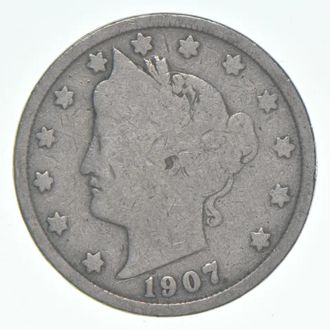1907 Liberty V Nickel AC Average Circ