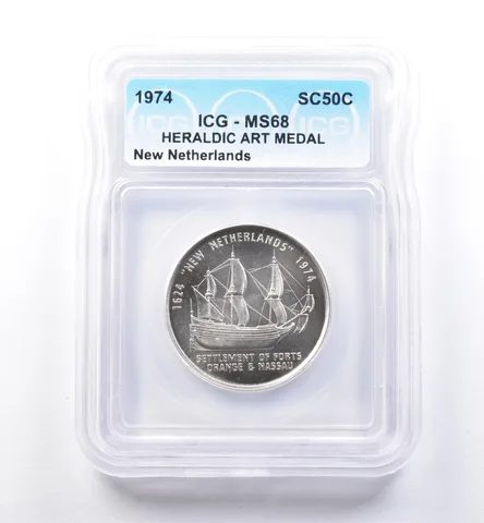 1974 So Called Half Dollar New Netherlands MS68 ICG *8496