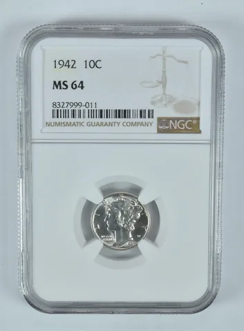 1942 Mercury Dime MS64 NGC Brown Label