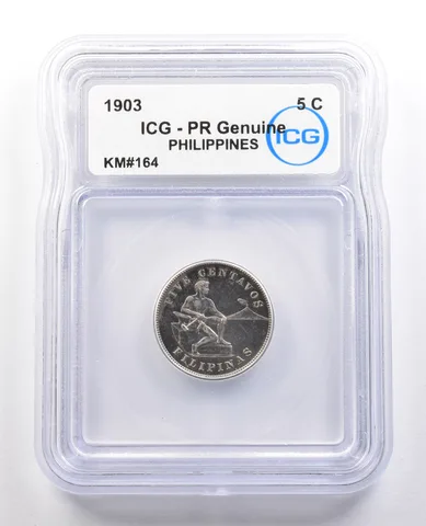 1903 Philippines 5 Centavos KM#164 PR Genuine ICG *0876