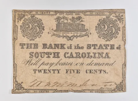 1861 25 Cents Bank Of South Carolina Fractional Currency *3187