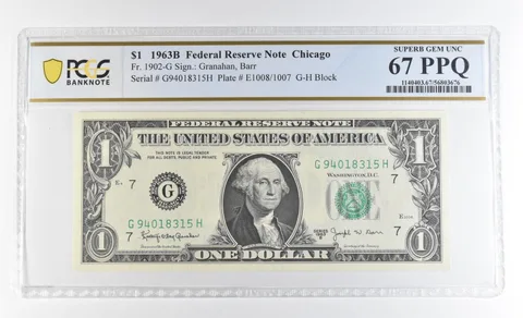 1963 B $1 Chicago IL FRN Fr#1902-G Superb Gem Unc 67 PPQ PCGS *9252