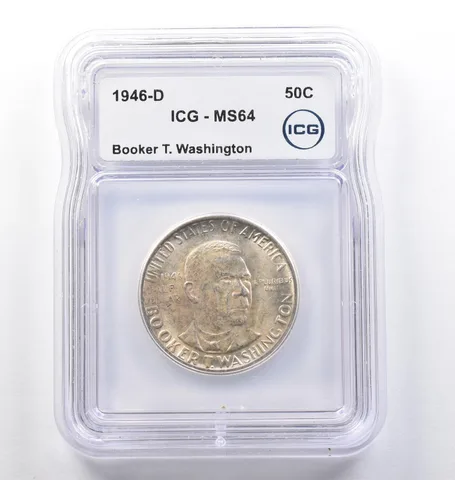 1946-D Booker T Washington Commemorative Half Dollar MS64 ICG *0165