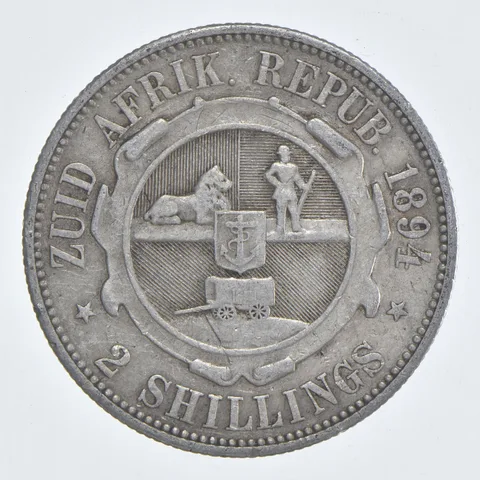 SILVER - WORLD Coin - 1894 South Africa 2 Shillings - World Silver Coin *811