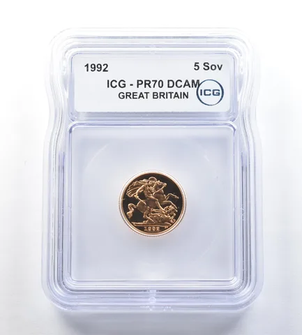 1992 Great Britain 1/2 Sovereign Gold PR70 DCAM ICG *0590