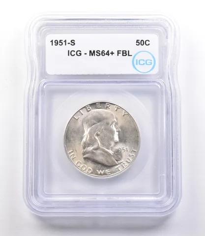 1951-S Franklin Half Dollar MS64+ FBL ICG *1918