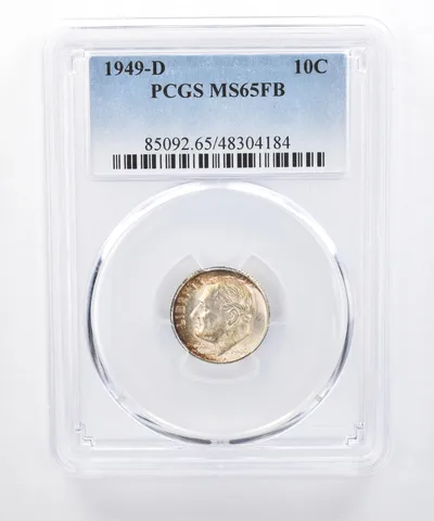 1949-D Roosevelt Dime MS65 FB PCGS Beautiful Tone *8388