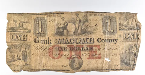 1857 $1 Michigan Bank Of Macomb County Obsolete Note *8448