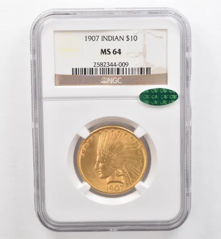 1907 $10 Indian Head Gold Eagle MS64 NGC CAC *0362